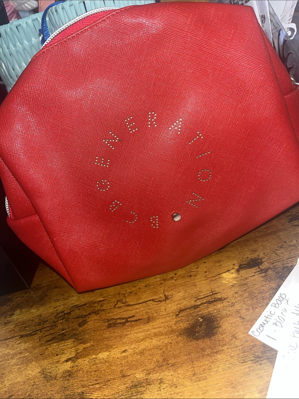 BCBGeneration Red Perforated Logo Cosmetic Pouch 8